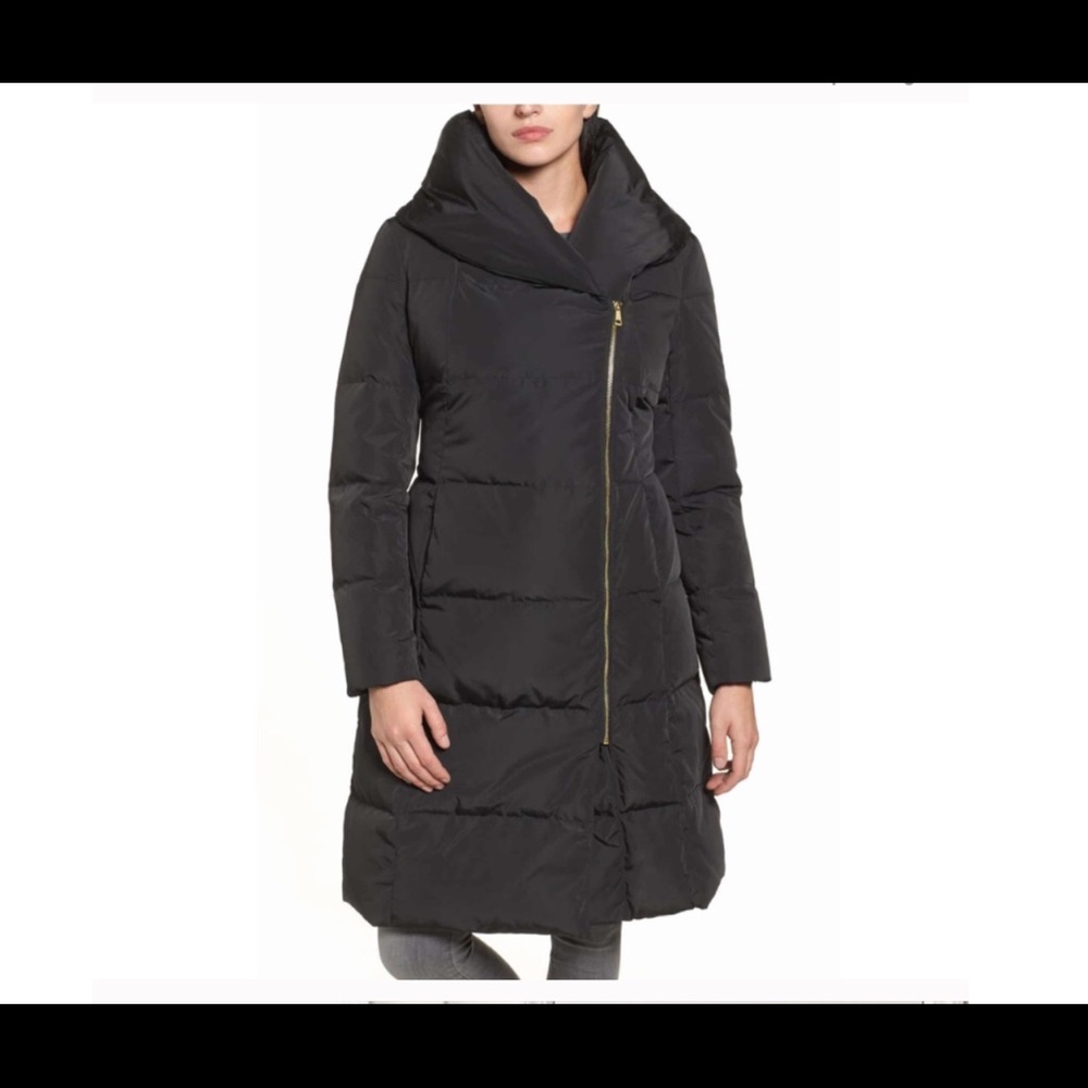 Cole Haan Long Coat w/Asymmetric Zipper Size Large